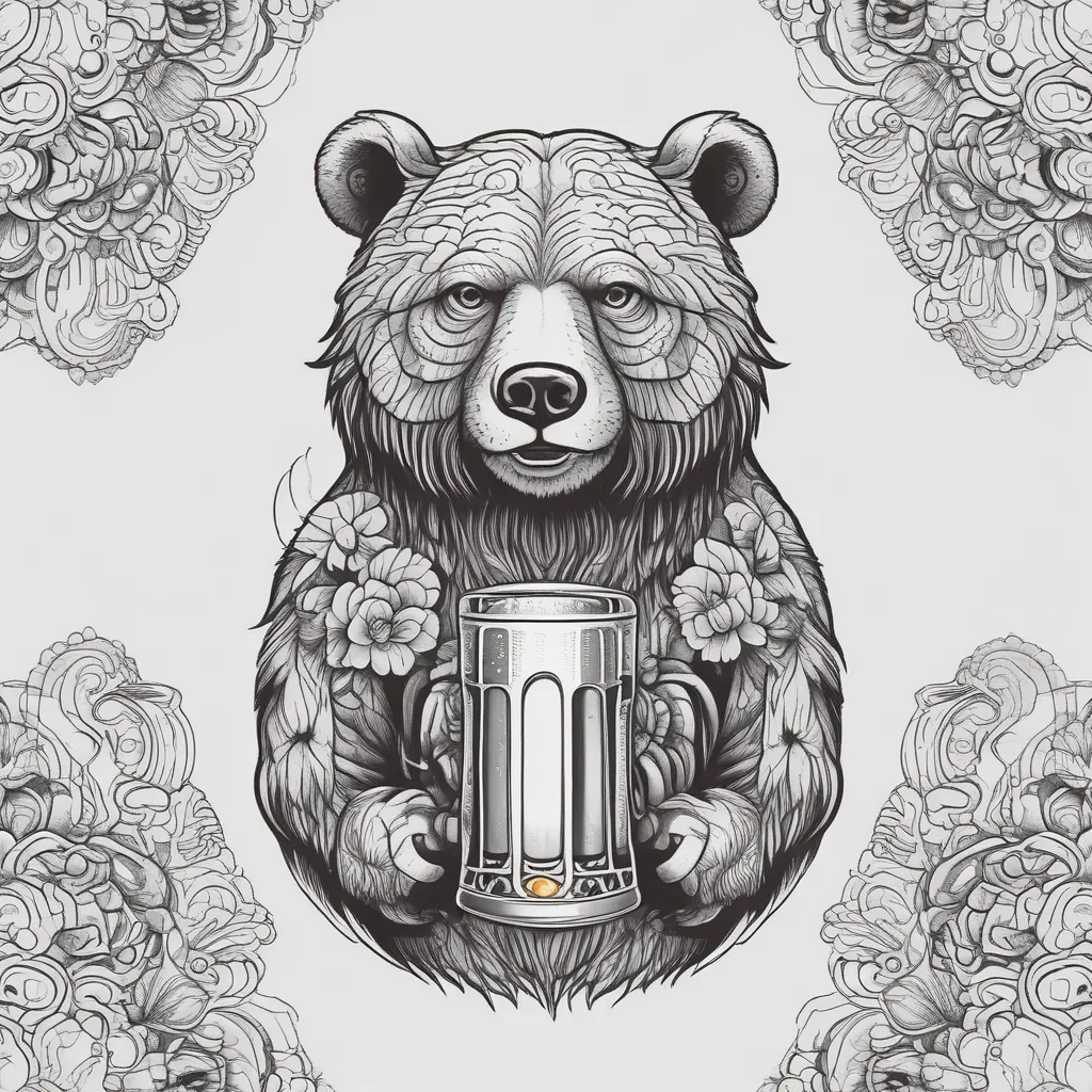 Bear with beer  tattoo