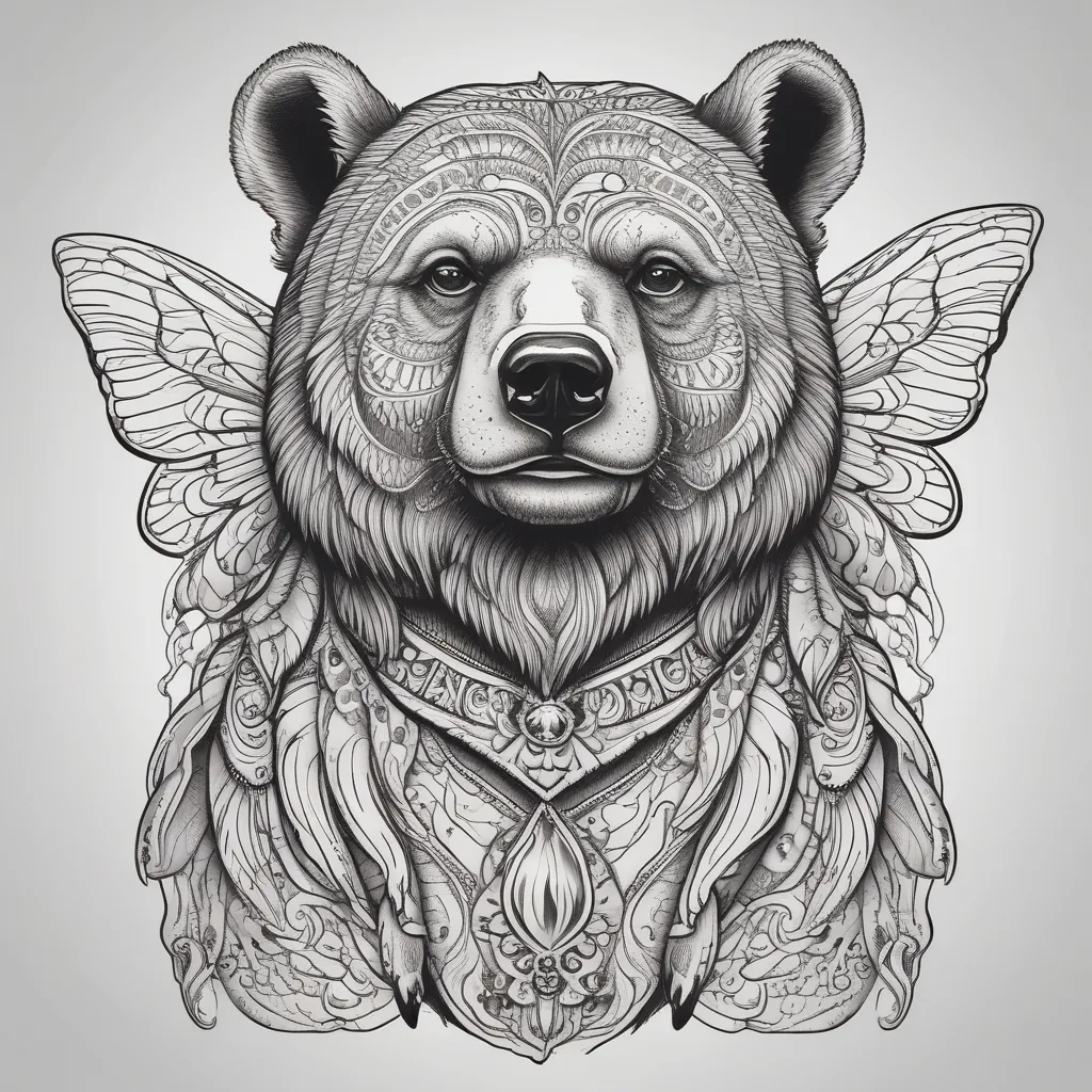 Bear with butterfly wings 纹身