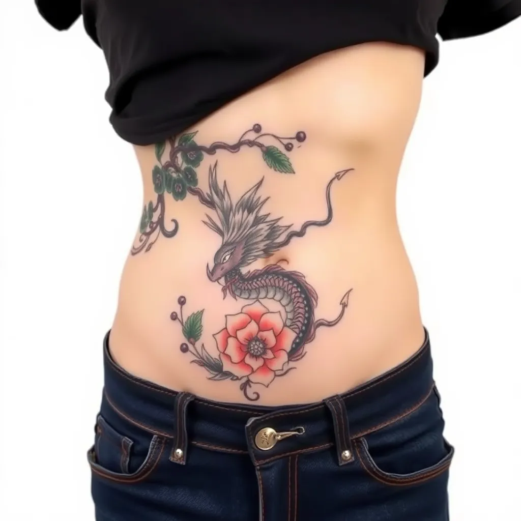 Bauch tatto in asiatisch in kleine kann aber auch so seitlich gehen  tattoo