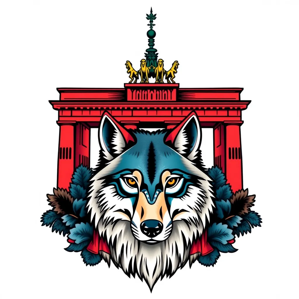 berlin tower with a wolf in front tatuering