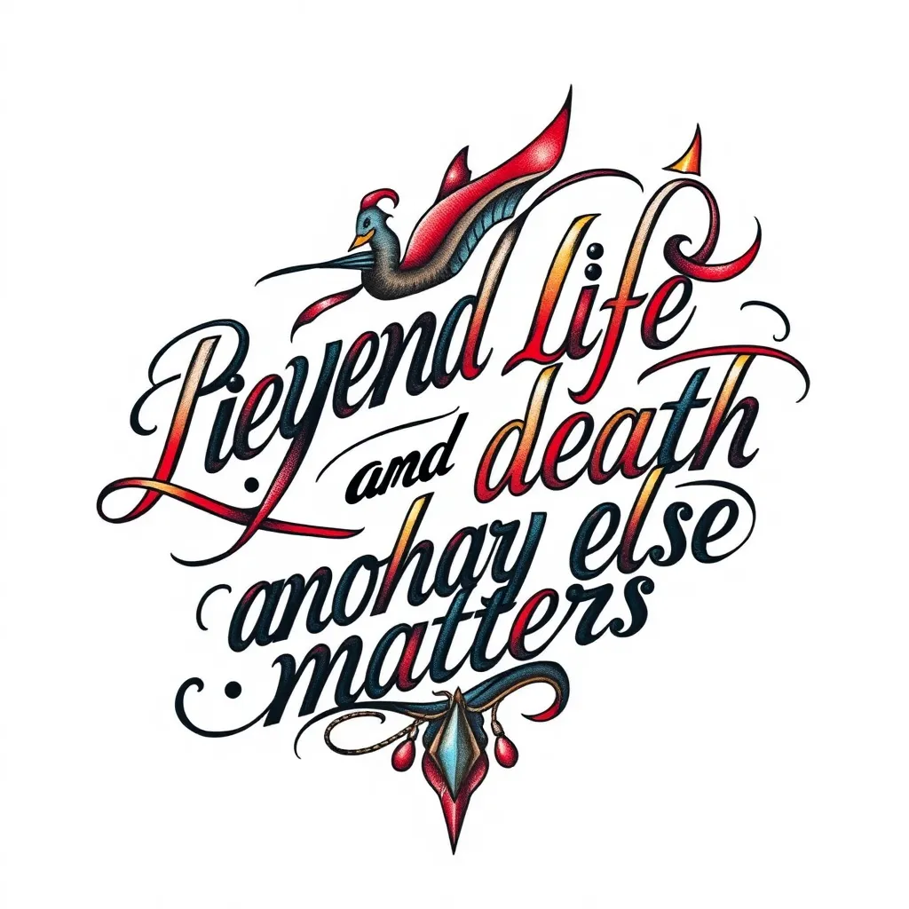 “Beyond life and death, nothing else matters.”设计一个花体字纹身适合手臂位置 τατουάζ