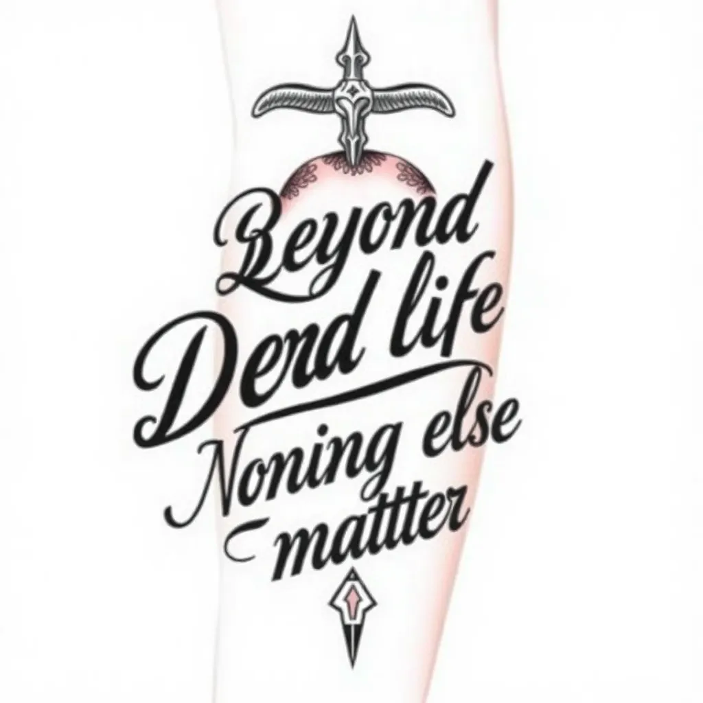 “Beyond life and death, nothing else matters.”设计适合手臂的花体字纹身不要多余的图案 tatuointi