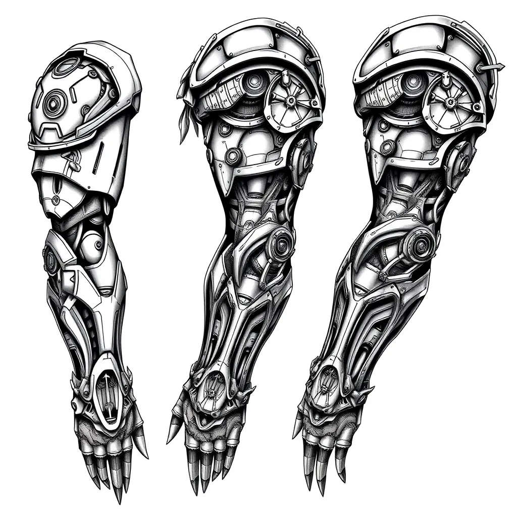 biomech armor full sleeve татуировка