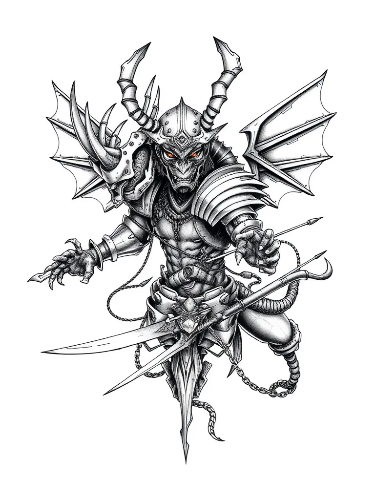 biomechanical samurai demon وشم