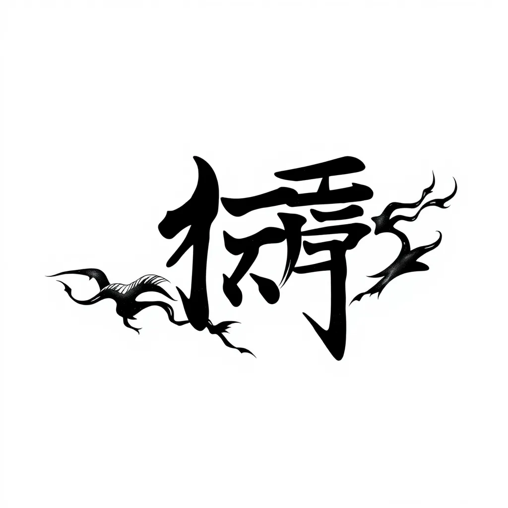 Black and white Kanji of power tatoeage