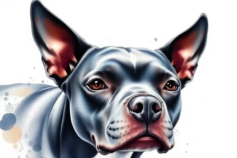 Black female pitbull with pointy ears  tattoo