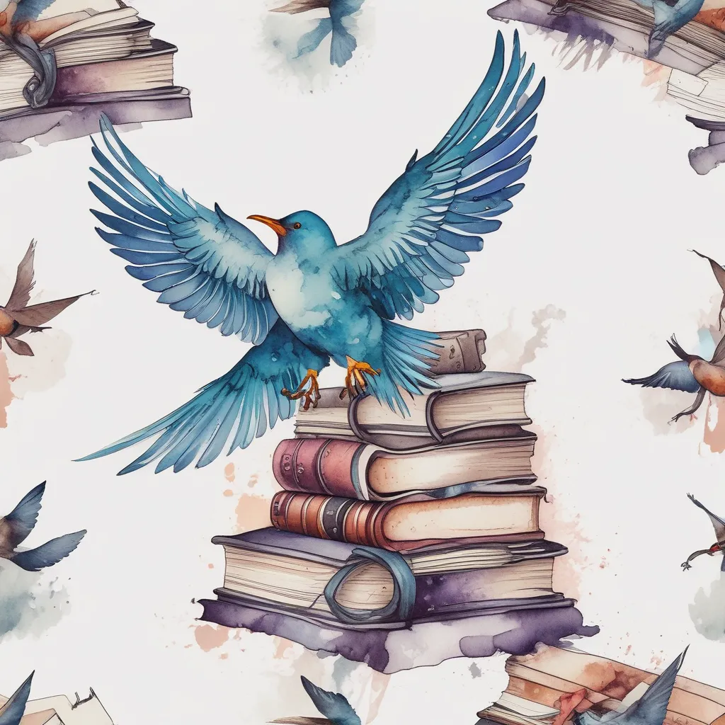 books in the form of birds flying tattoo