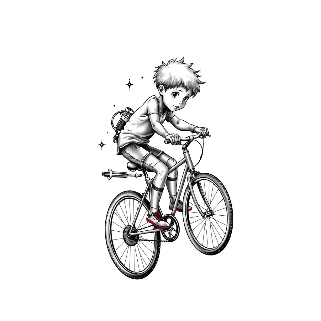 boy bicycle tatuaggio