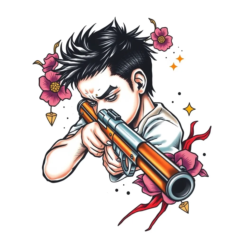 Boy gun suicide tatuaggio