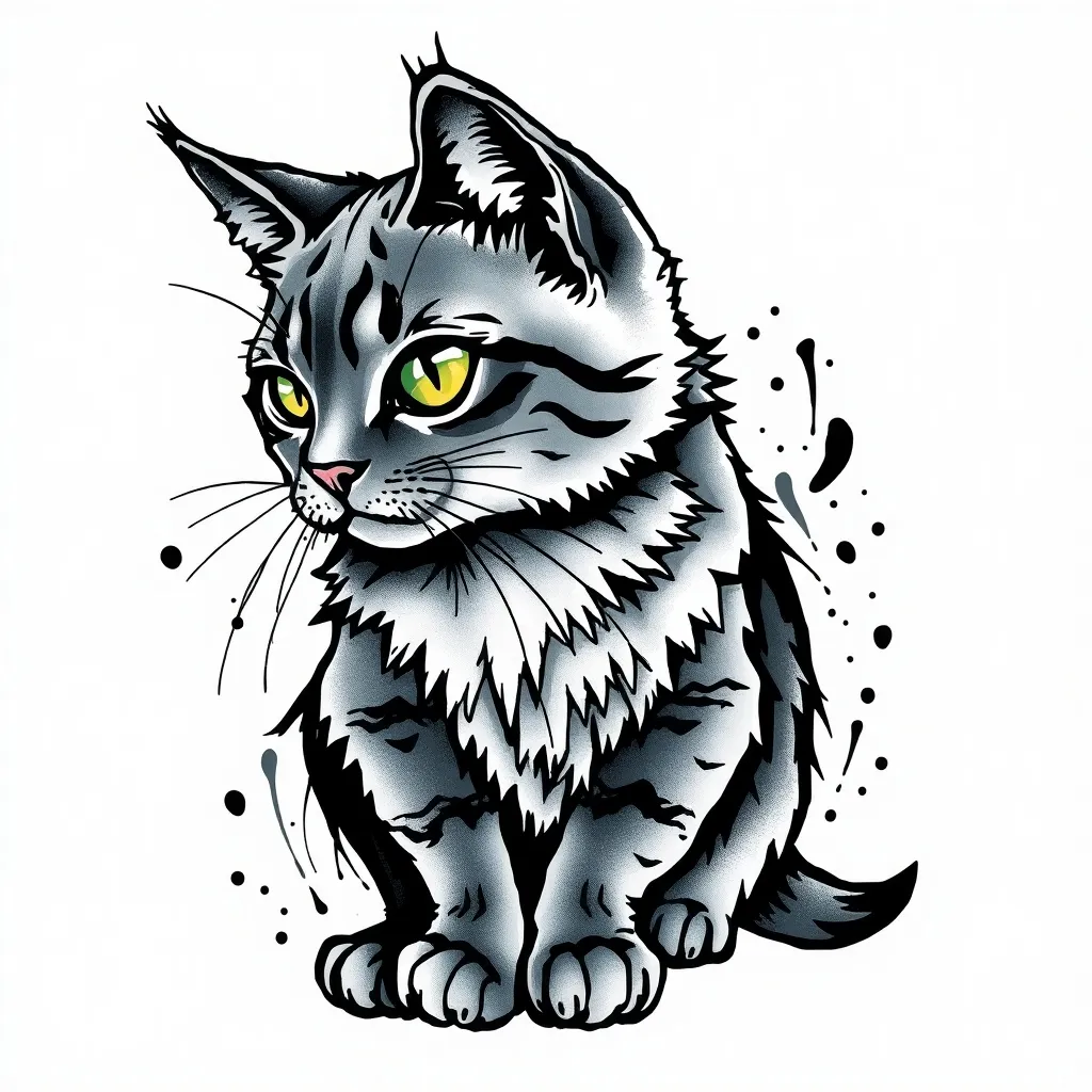 British shorthair blue cat τατουάζ