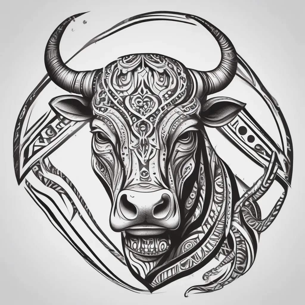 Bull with a man in the back tatoeage