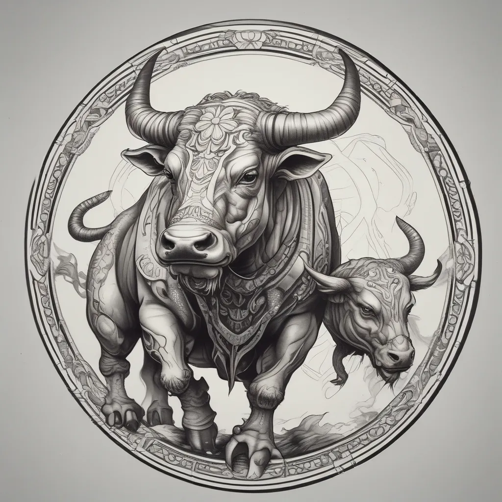 Bull with a Warrior riding tattoo