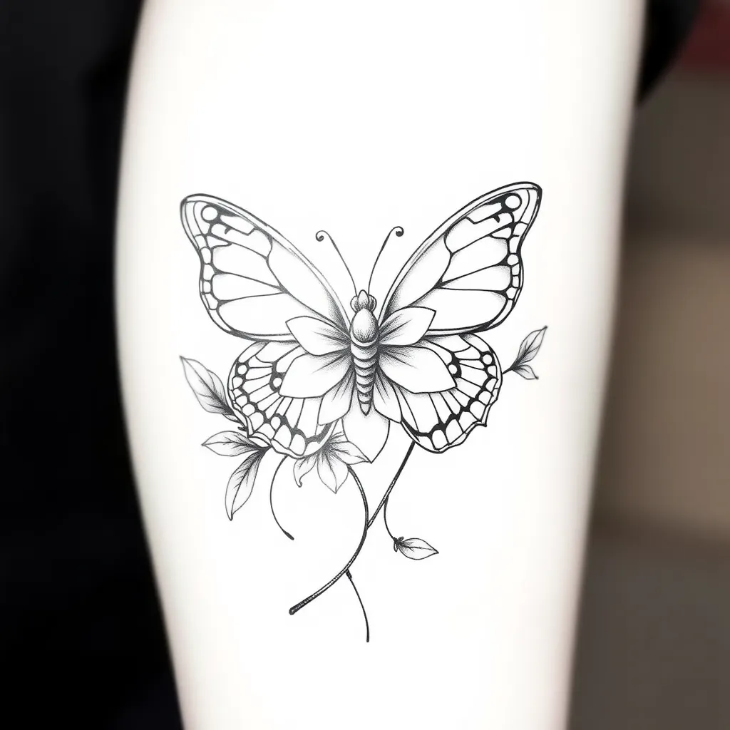 butterfly 13 flower tatuering