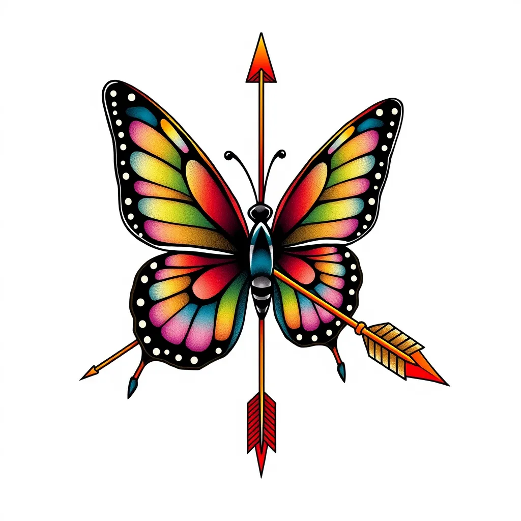 Papillon et flèche  tatuering