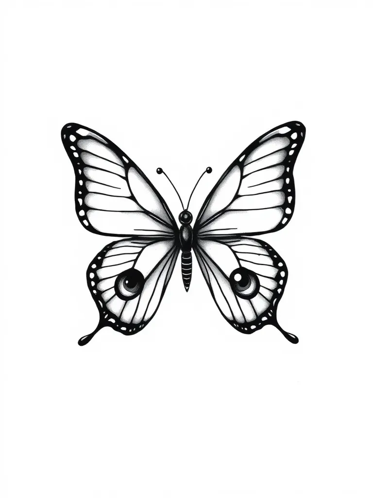 papillon avec un œil sur chaque aile tatuaje