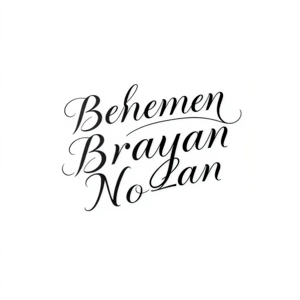 Calligraphie de 3 prénoms : Benjamin, Brayan et Nolan tattoo