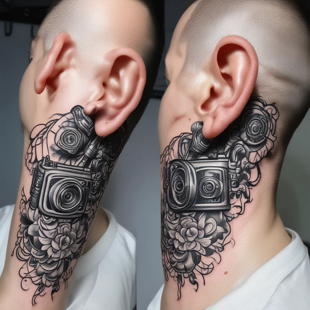 相机 罗盘 麦穗 tatouage