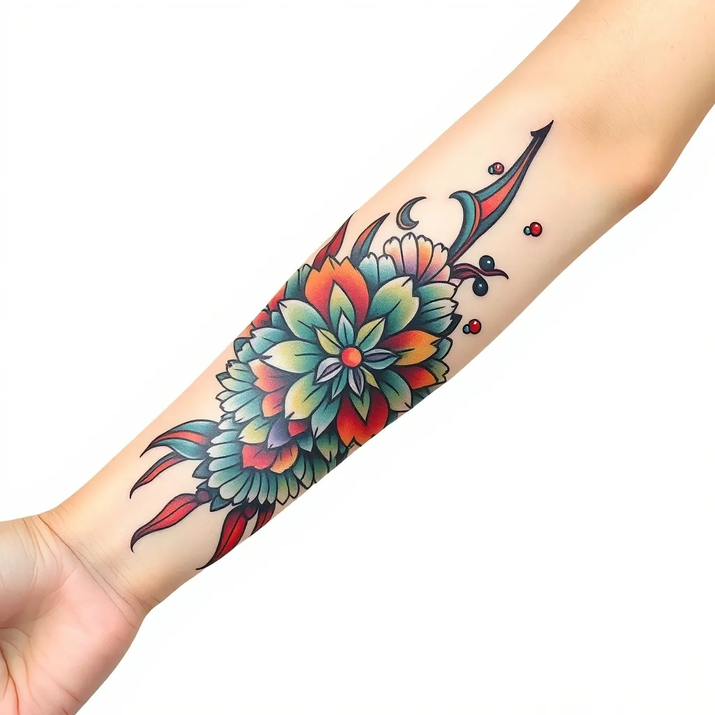 kannst du mir ein Unterarm  Tattoo erstellen wo sich Fliesen im Hintergrund befinden  tatuaje