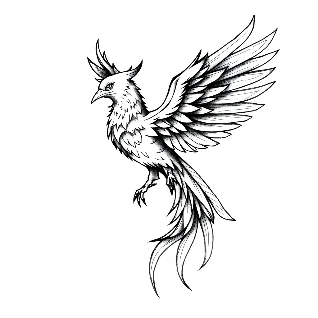 Can you design a trash polka tattoo of a phoenix for the shoulder? tatouage