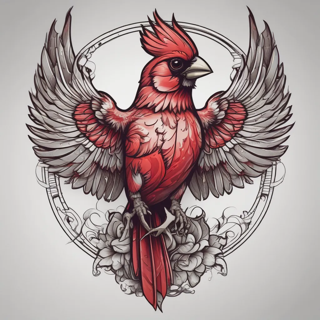 Cardinal with open wings tattoo