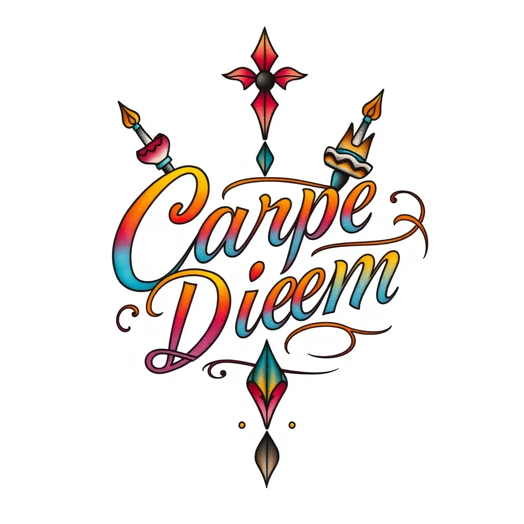 carpe diem 英文花體字 tattoo