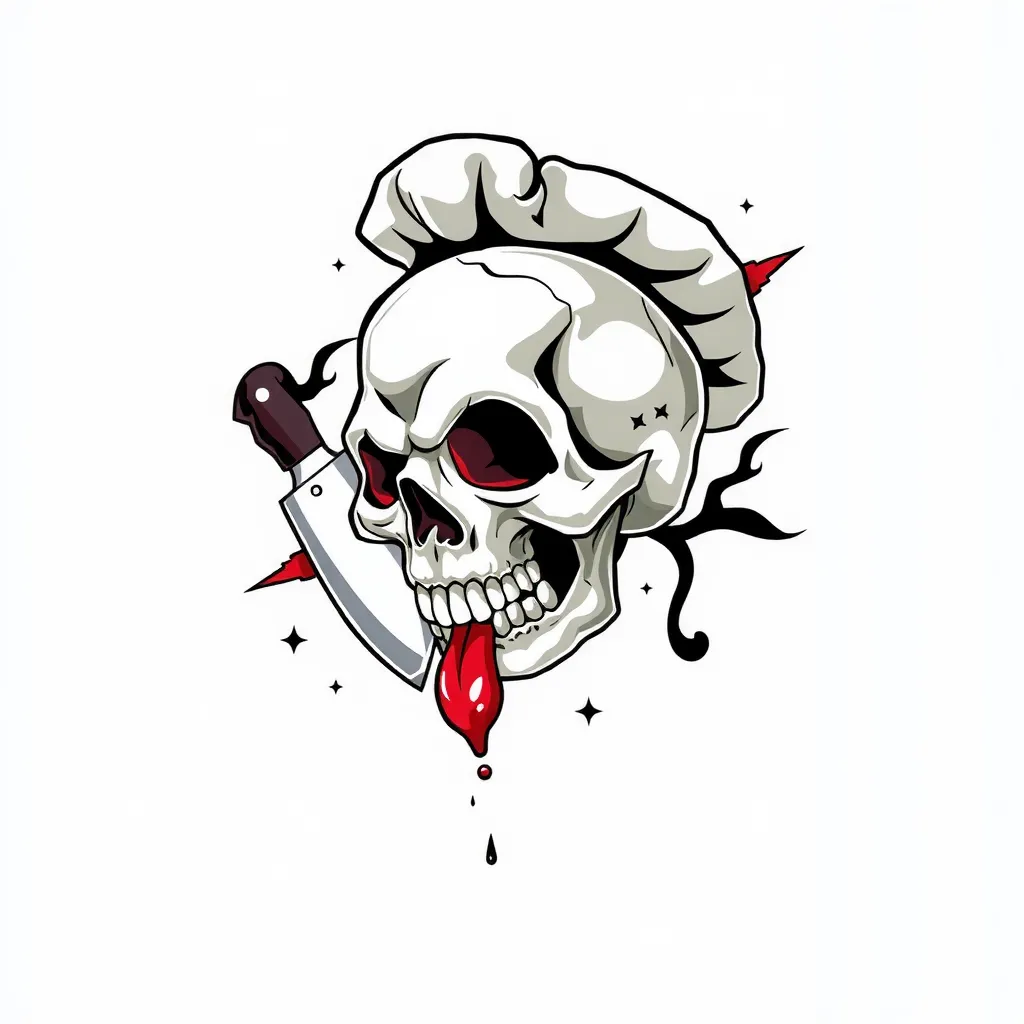 chef knife skull tatuering