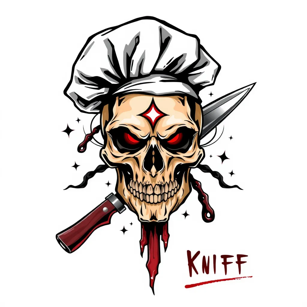 Chef Knife Skull Tätowierung