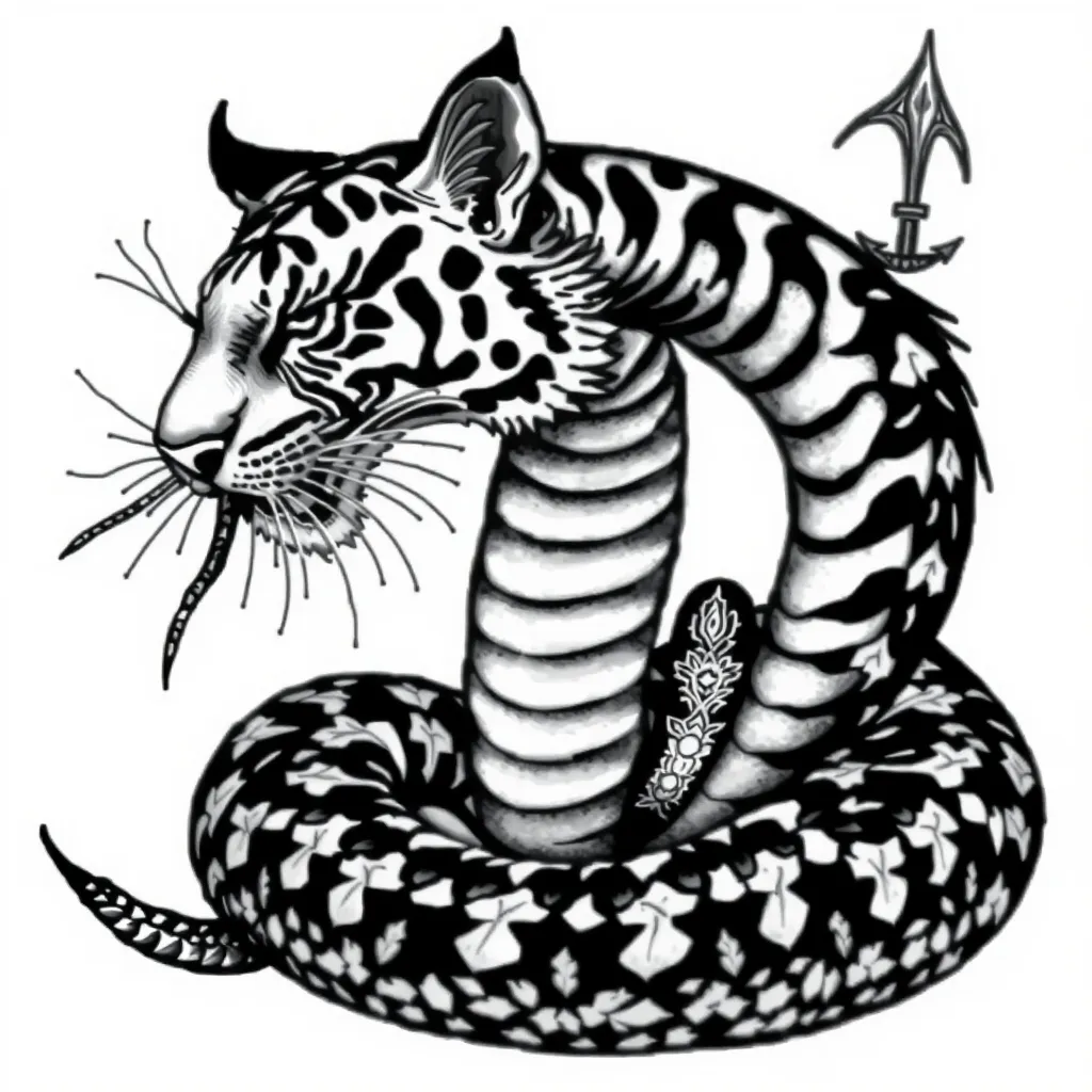 Kobra, Tiger, Afghanischer Krieger 纹身