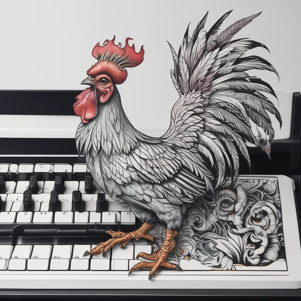 Cock jumping on keyboard  Tätowierung