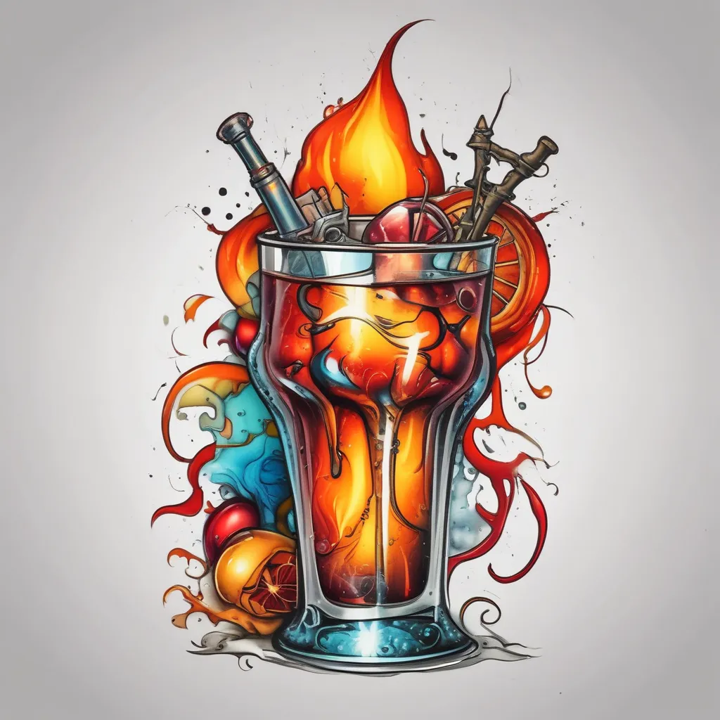 cocktail flaming pour tatuering