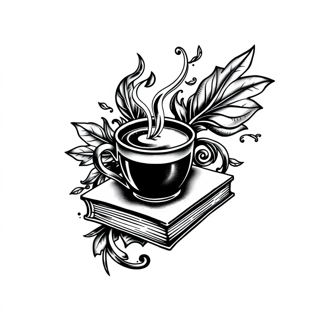 coffe and book татуировка