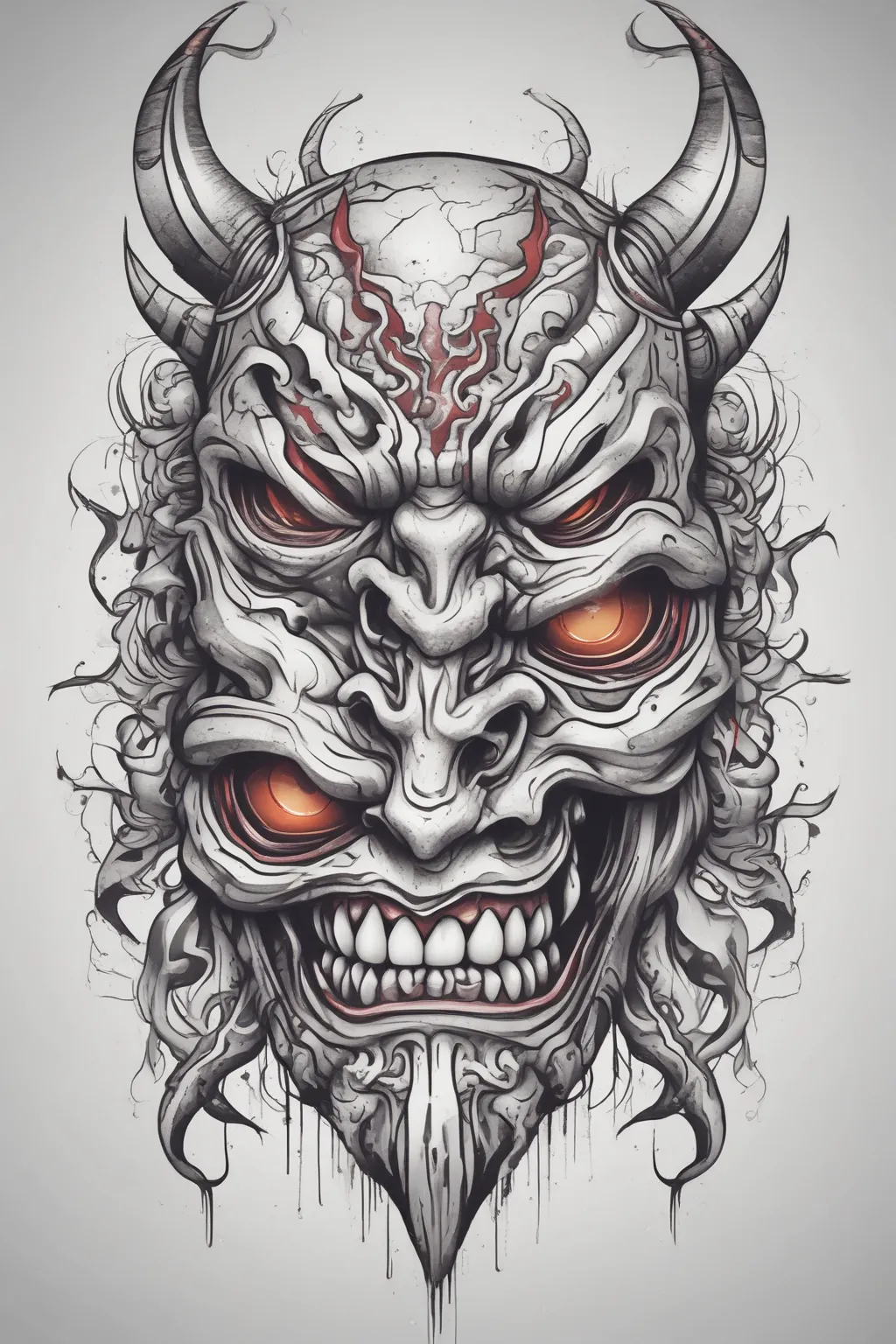 colored oni mask tatuering