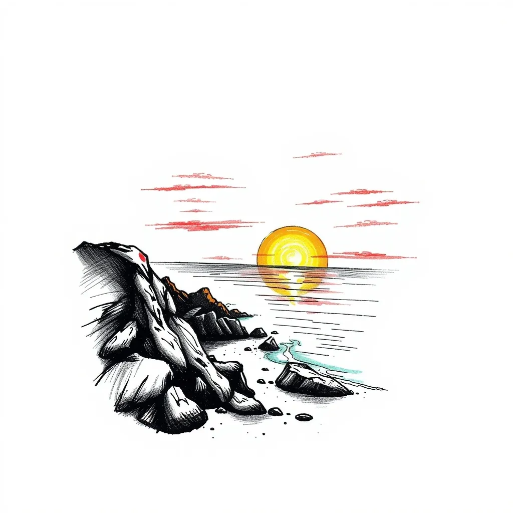 彩色海岸夕阳 tatuering