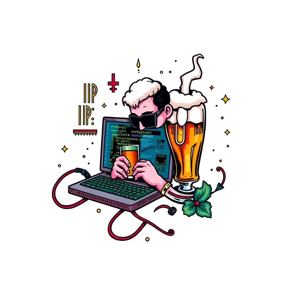 Códigos de informática, cerveza y el pensamiento  tattoo