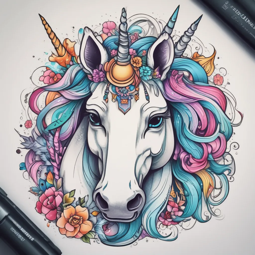 cool unicorn tatuaggio