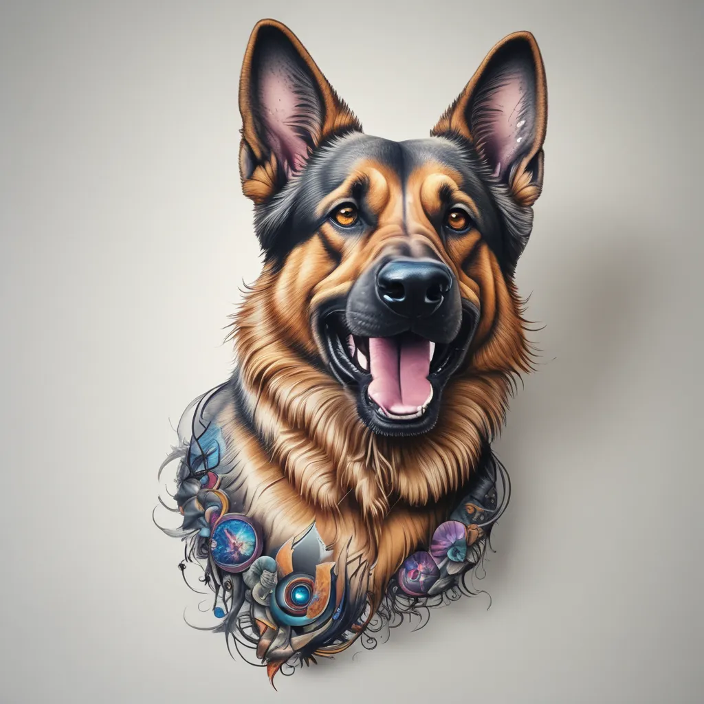 Cosmic German shepherd  dövme