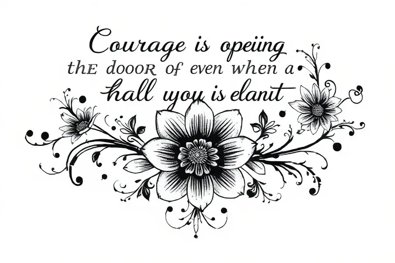 Courage is opening the door even when the hall is empty. Bloom where you are planted—my steps, uncharted yet brave, carve light into the quiet. I grow in the unplanned, walk in my own strength, and know my courage is enough татуировка