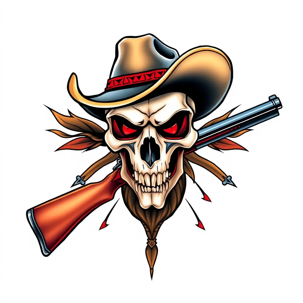 cowboy caveira com espingarda  tattoo