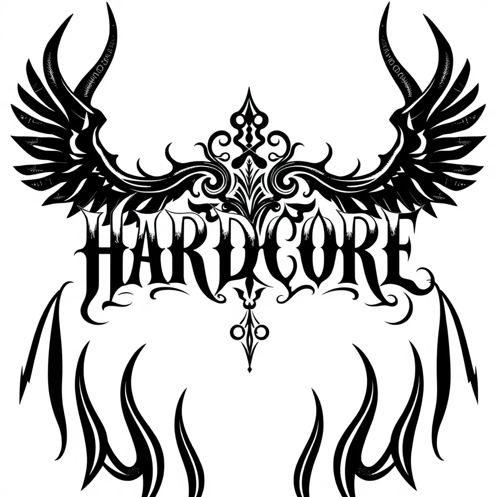 crie uma tatuagem com a palavra HARDCORE tattoo