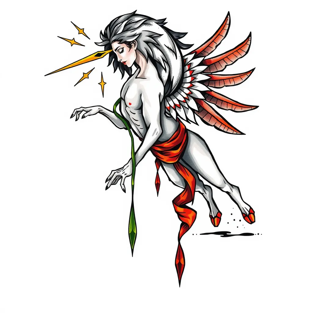 Luo taivaalta tippuva icarus tetování