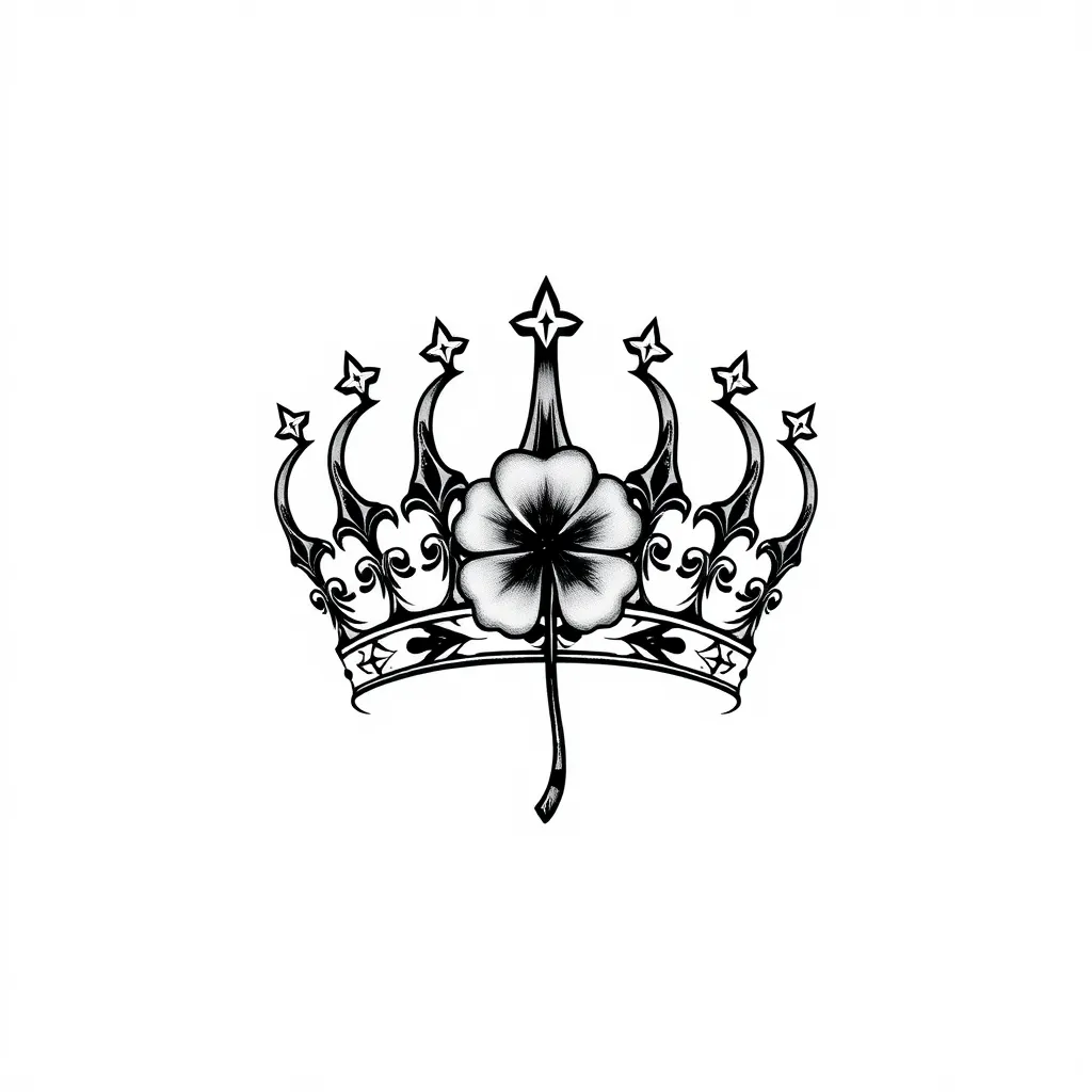 crown with a clover tattoo