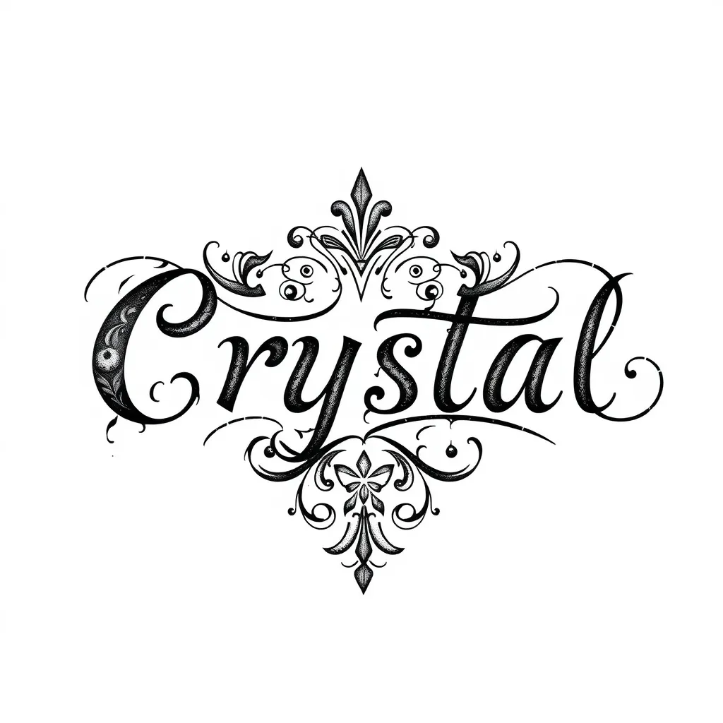 Nombre de Crystal Sarah representando los nombres de mi hija 문신