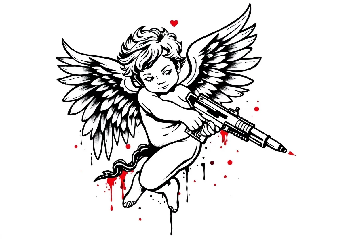 cupido con un arma وشم