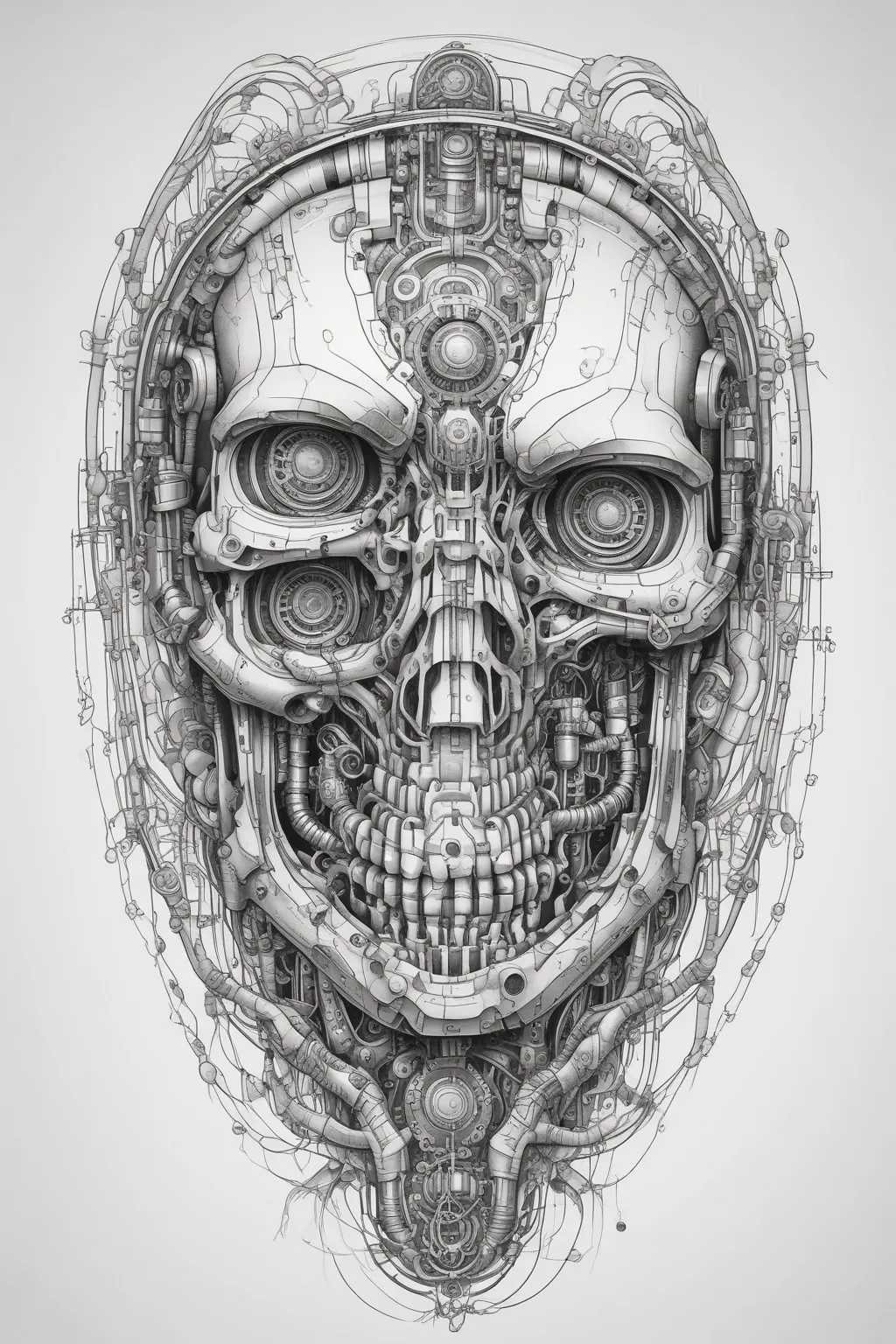 cyberpunk, gears, wires, valves, pistons, robotics, terminator, artificial intelligence, biomechanics, cyborg, mechanical arm, ghost in the shell, anime, future tattoo