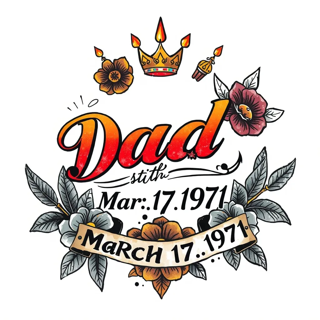 爸爸的生日是19713月17日 татуировка