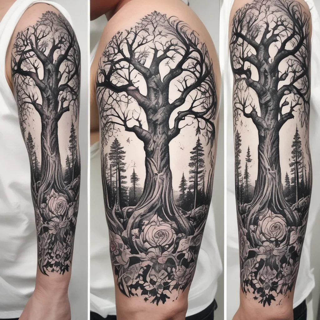 dark trees sleeve  tetování