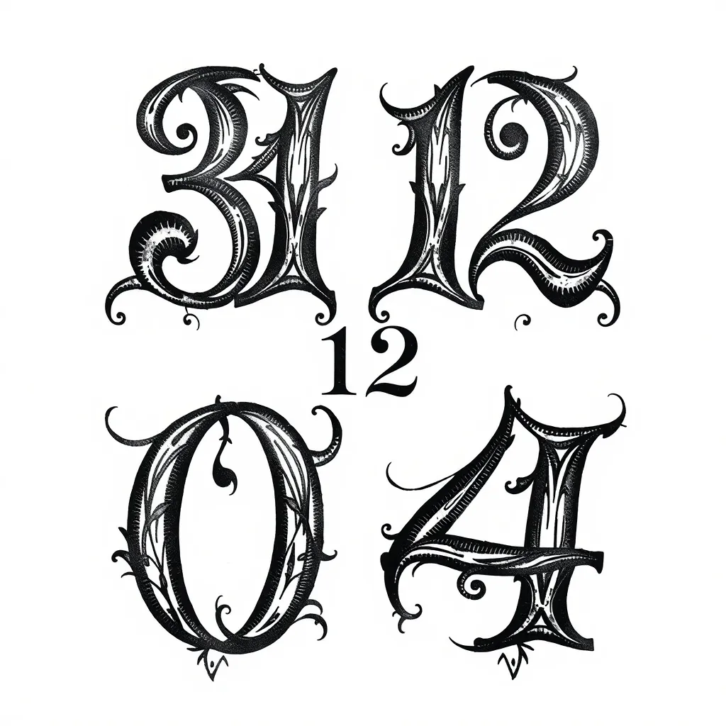 Fecha 31 12 04 en vertical que solo sean los numeros tatuering