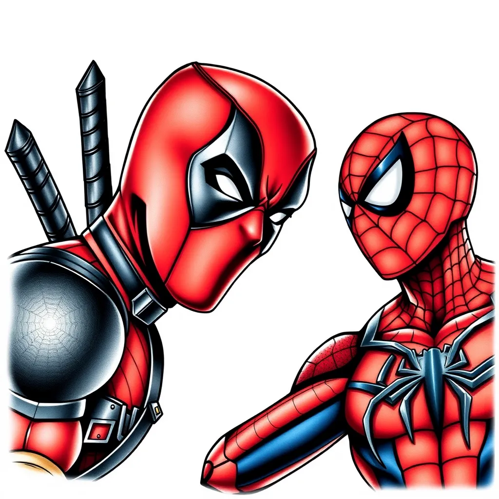 deadpool et spiderman τατουάζ