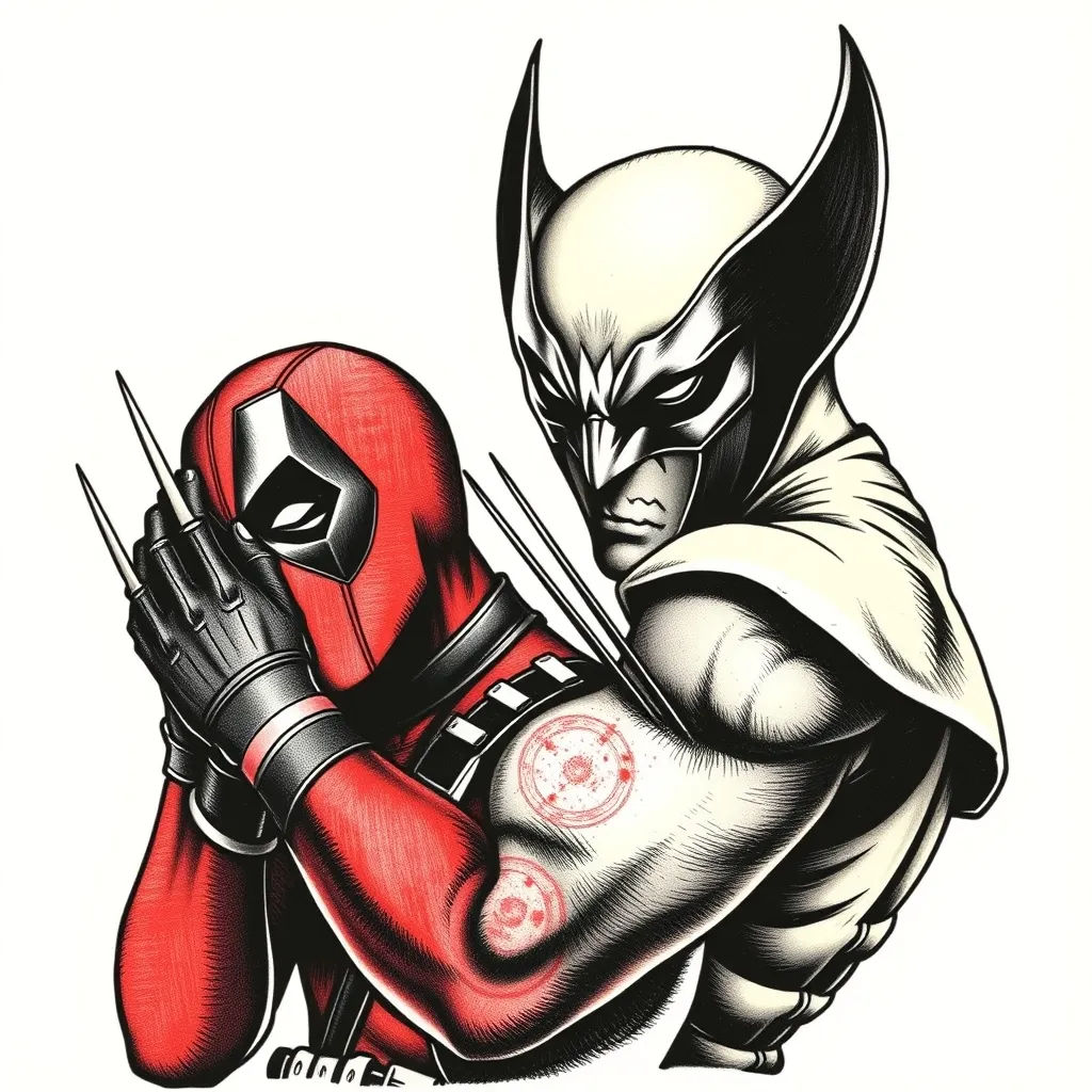 Deadpool and Wolverine tatuaż