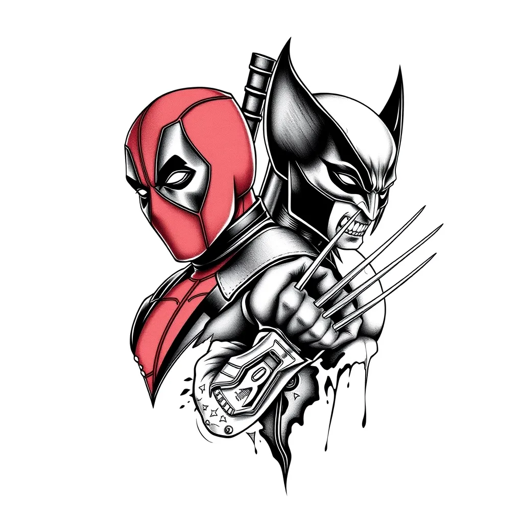 Deadpool and Wolverine tatuaż